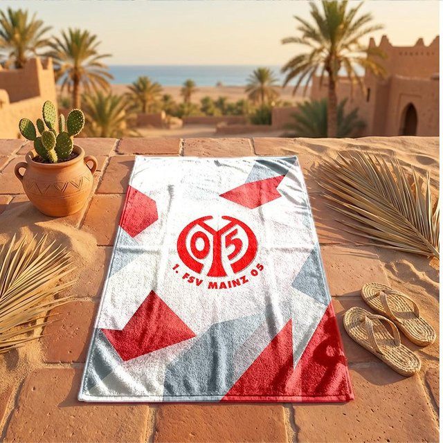 Mainz FC Mikrofaser Strandtuch, schnelltrocknend und saugfähig, Multicolor, Breite: 80 cm, Länge: 160 cm - Bild 1