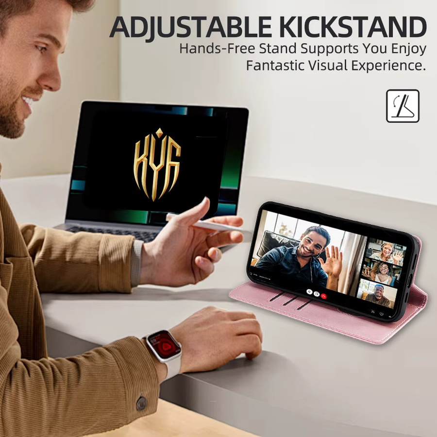 Magnetische Leder-Brieftaschenhülle mit Weihnachtsmuster für iPhone 11 bis iPhone 17 Pro Max in Pink - Bild 4