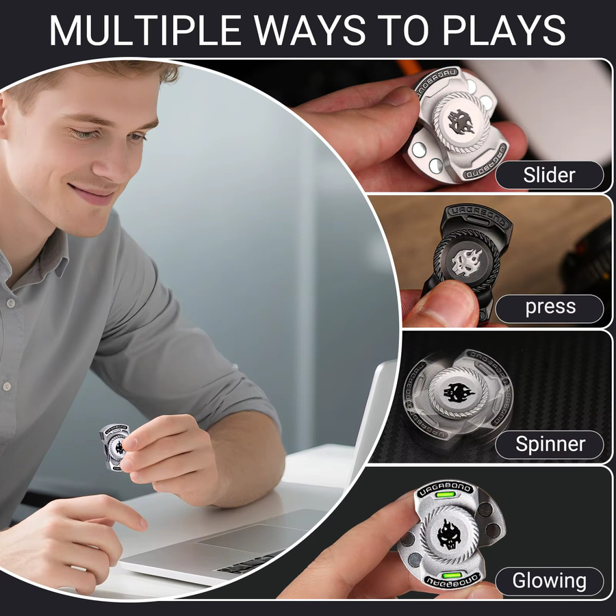 YuHaoHui 3-in-1 EDC Fidget-Spielzeug, Totenkopf-Geist Fidget Spinner, Metall-Legierung - Bild 5