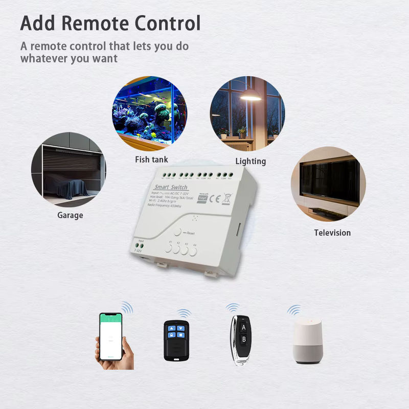 Scimagic-RC Smart Wifi Relais 4-Kanal Funk-Schaltmodul in Weiß, kompatibel mit Tuya und Alexa, 10A, 7-32V/85-220V/110V - Bild 2