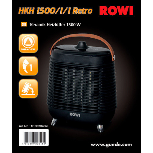 ROWI Heizlüftgerät HKH 1500/1/1 Retro Keramik-Heizlüfter mit 1,5 kW in Bunt - Bild 2