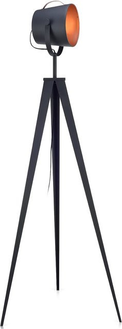 Teamson Home Artiste Studio Tripod Stehlampe aus Metall in Schwarz und Gold/Messing mit verstellbarem Zylinder-Design im Industrial-Stil - Bild 1