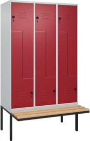 C+P Z-Spind Classic PLUS Sitzbank mit 6 Fächern und Sicherheits-Drehriegel, Buche-Hartholz, B/T/H: 212 x 120 x 81,5 cm - Bild 1