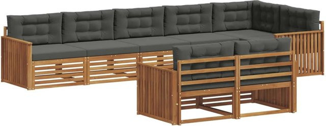 vidaXL Outdoor-Sofagarnitur 8-teilig aus Akazienholz mit Kissen in Anthrazit und Natur - Bild 1