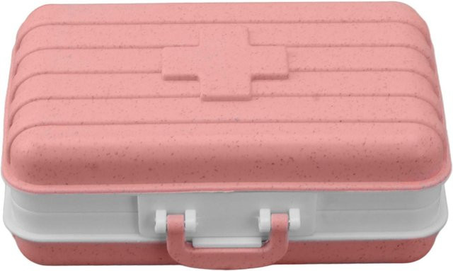 OutsideWorld Mini Medikamentenbox mit 6 Fächern im Kofferdesign, rosa - Bild 1