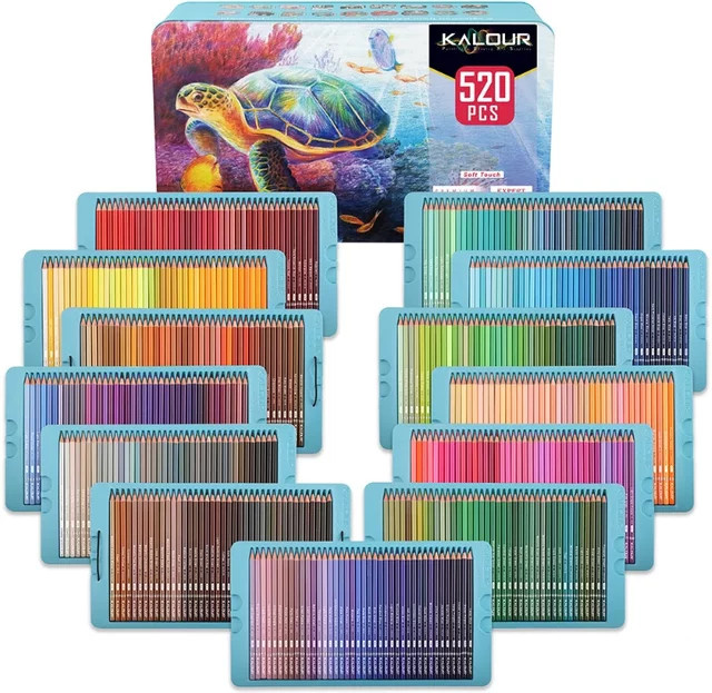 KALOUR Profi Buntstifte Set mit 520 Farben, Weichkern Künstlerstifte in Multicolour für Zeichnen, Skizzieren und Schattieren - Bild 1