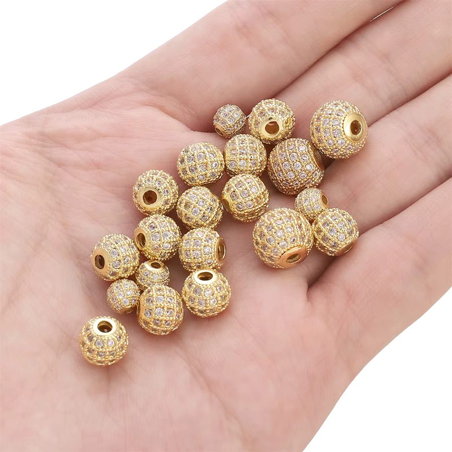 Spacer Perlen, 14K vergoldetes Messing, Zirkon, Unisex - Bild 2