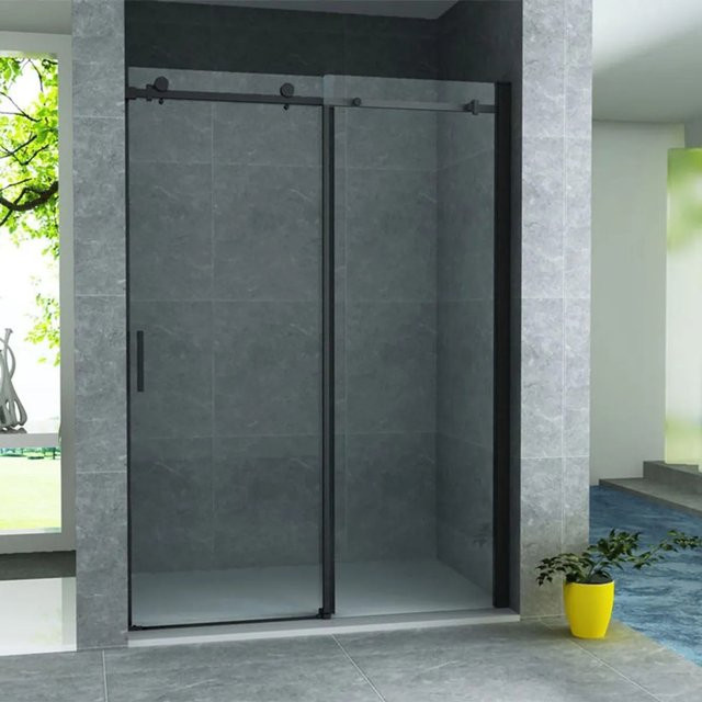 Aloni Nischentür Schiebetür aus Klarglas in Schwarz Matt, B/H: 140 x 200 cm - Bild 1