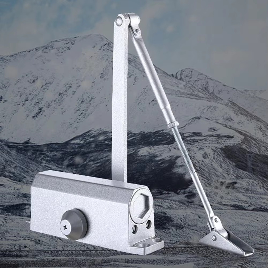 Automatischer hydraulischer Türschließer in Silber mit einstellbarer Geschwindigkeit und Türstopper für 40-60 kg - Bild 4