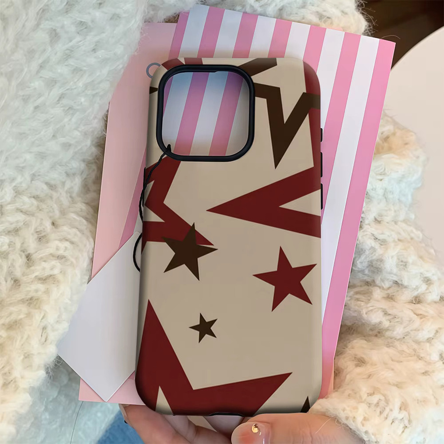 Handyhülle mit Retro-Sternmuster für iPhone 11 bis iPhone 17 Pro Max Plus in Multicolour mit doppelschichtiger Rückseite von Potdemiel - Bild 4