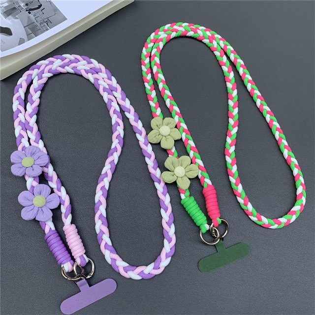 DOLANBIA Kreatives Blumen-Handyband als langes Crossbody-Telefonband mit Doppelschnalle in Multicolour, Länge: 110 cm - Bild 1