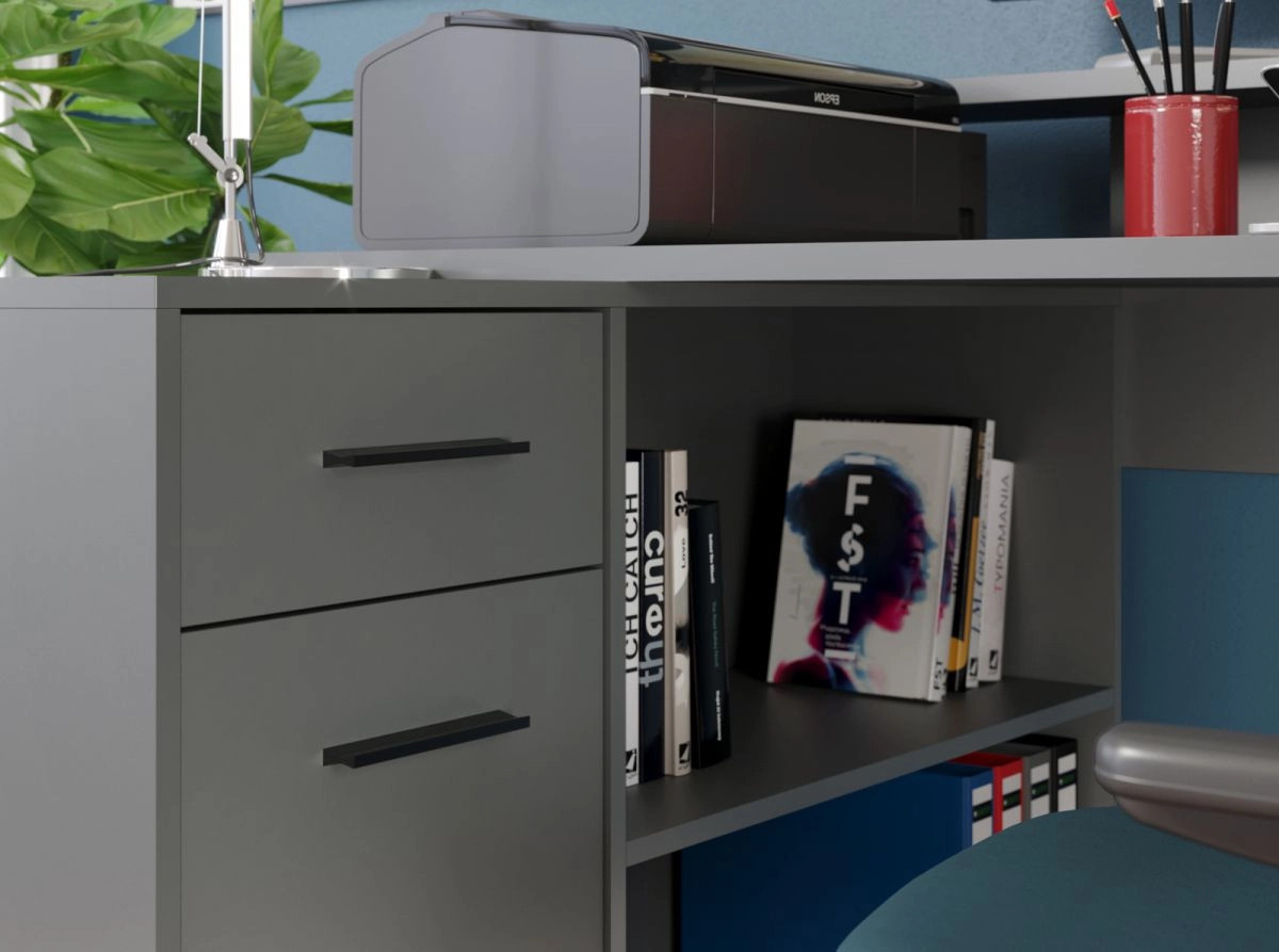 Eckschreibtisch Sektor von TOP.FURN in Anthrazit Matt, Breite: 160 cm bis 200 cm, Tiefe: 92 cm - Bild 2