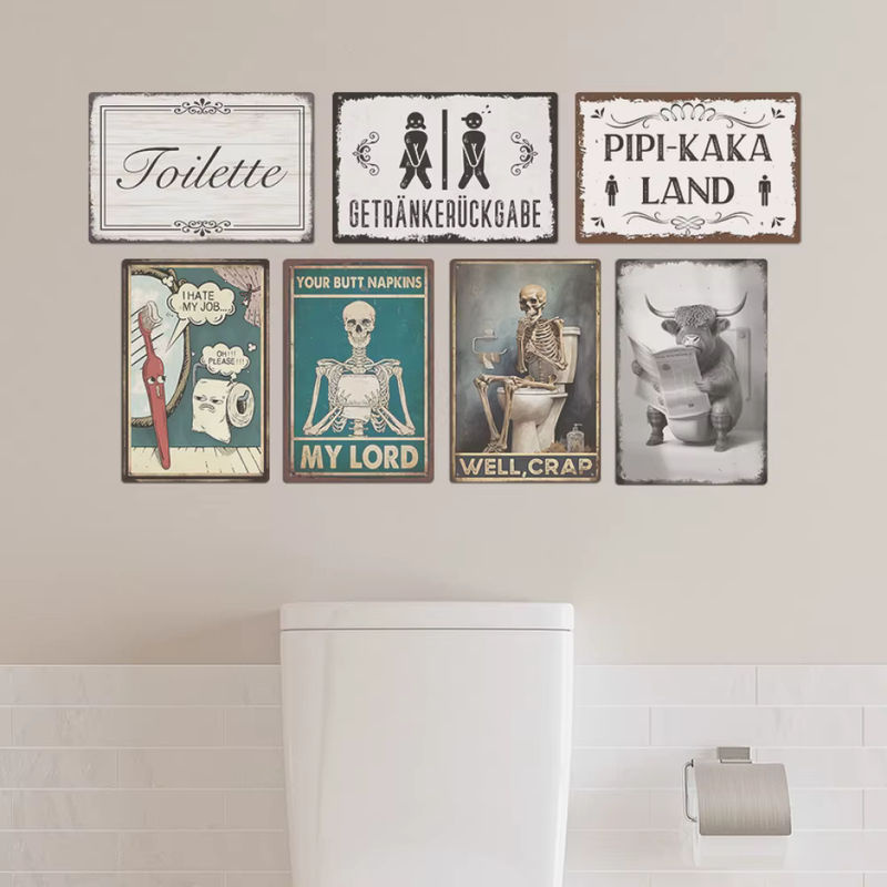 Putuo Decor Vintage Metallschild Toilette Retro Wandkunst Plakette mehrfarbig B: 30,15 cm, H: 20 cm - Bild 4