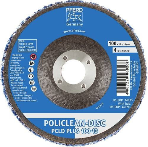 PFERD TOOLS POLICLEAN PLUS PCLD Reinigungsvlies für Winkelschleifer, Blau, Durchmesser: 100 mm, Breite: 13 mm, Bohrung: 16 mm - Bild 1