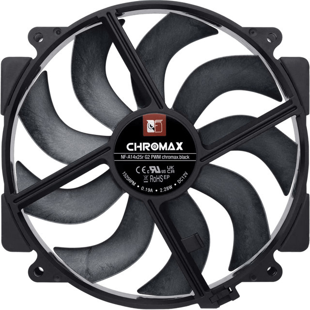 Noctua NF-A14x25r G2 PWM Gehäuselüfter chromax.black Schwarz - Bild 2