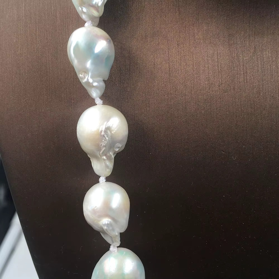 YUEMOON Halskette, Barockperlen, Natur-Süßwasserperlen, Unisex - Bild 4