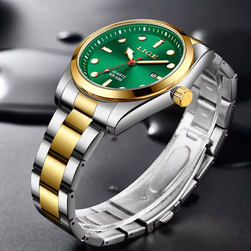 LIGE Armbanduhr Edelstahl, Quarz, Grün, Herren - Bild 2