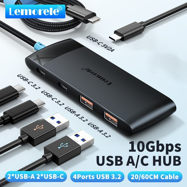 Lemorele TC109 5-in-1 USB-C Hub mit USB 3.2 10 Gbit/s, 2 USB-A und 2 USB-C Anschlüssen, kompatibel mit Thunderbolt 3/4, Mac und Windows - Bild 1