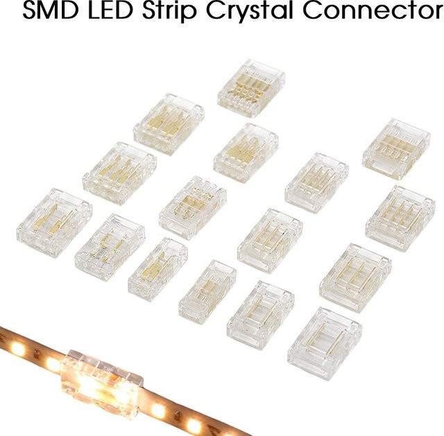 QHJIA SMD-LED-Drahtverbinder Mini-Schnalle für 8 mm RGB-Streifen, lötfreier Schnellklemmenblock für 2, 3, 4 oder 5-polige Leitungen - Bild 1