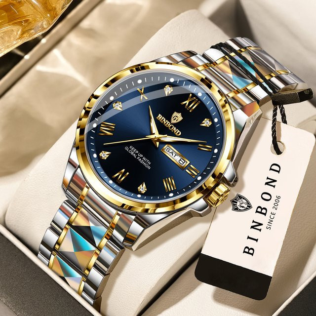 BINBOND Armbanduhr Quarz, Edelstahl, Blau, Herren - Bild 1