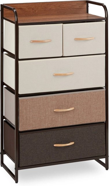 Relaxdays Schubladenschrank in Creme und Holzoptik aus MDF und Stahl, B/T/H: 100 x 58 x 31,5 cm - Bild 1