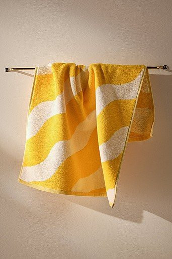 Jotex Handtuch WAVES in Gelb mit Grafikmuster, B/H: 50 x 70 cm - Bild 1