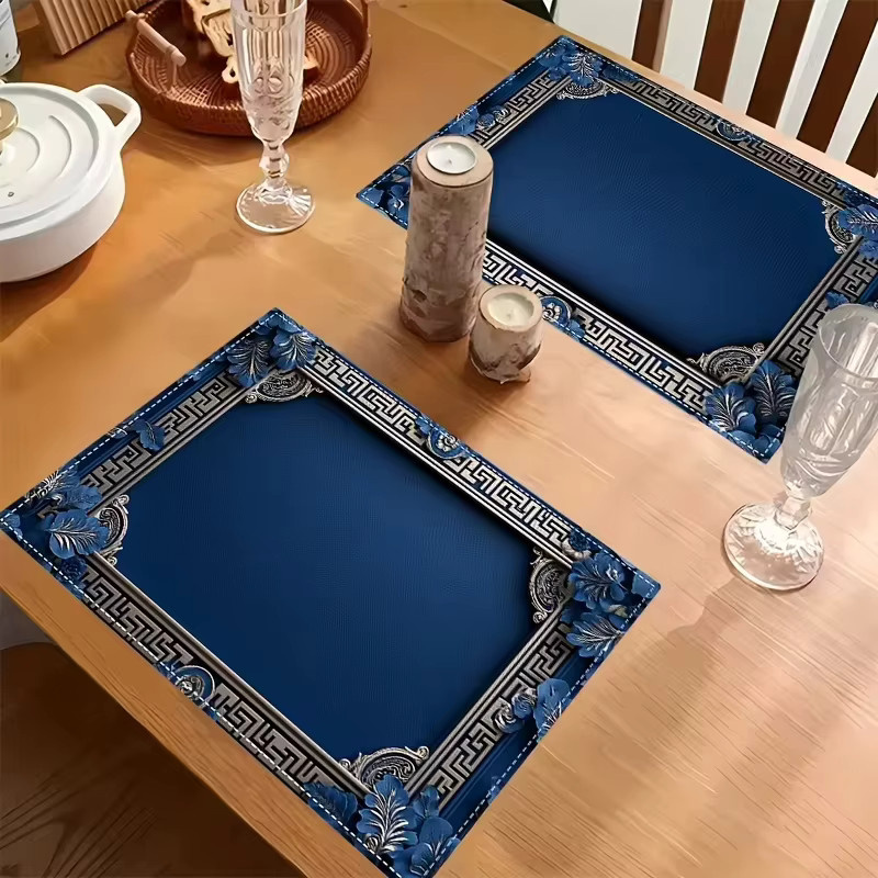 VIKAMA Tischsets 4er Set aus PVC in Dunkelblau mit modernem Grafikdesign, rechteckig - Bild 4