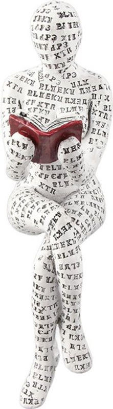 Tooarts Vintage Lesende Frau Figur aus Kunstharz in Weiß als abstrakte Dekoration für dein Bücherregal - Bild 1
