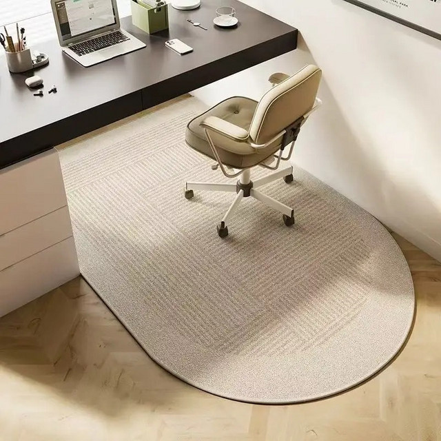VIKAMA Bogenförmiger Teppich in Beige, Rutschfeste und Verschleißfeste Stuhlunterlage für Büro und Schlafzimmer - Bild 1