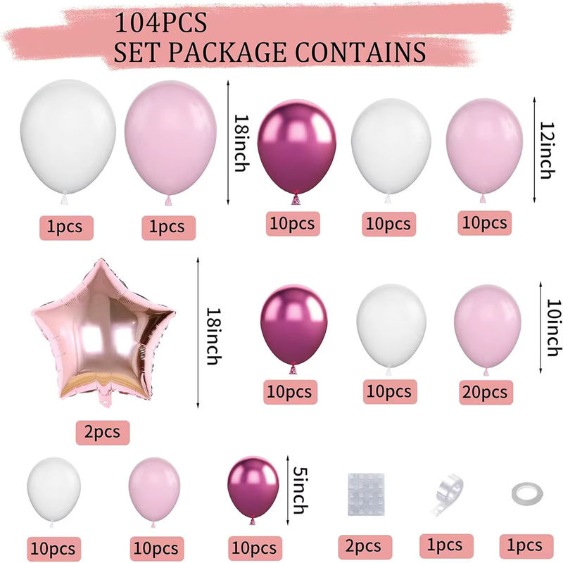 104-teiliges Ballonbogen-Set in Rosa und Weiß mit Sternen und Roségold-Stangen zur Dekoration für Hochzeiten - Bild 6