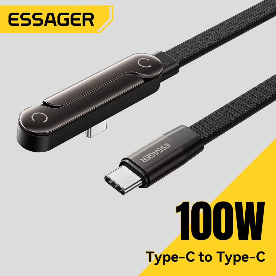 Essager 100W USB-C-Schnellladekabel in Schwarz für iPhone, MacBook Pro, iPad und Samsung - Bild 2