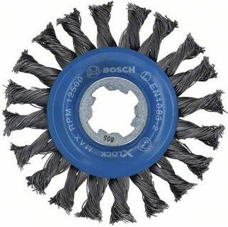 Bosch Scheibenbürste Heavy for Metal X-LOCK gezopft in Silber und Blau aus Edelstahl, Durchmesser: 115 mm, Drahtstärke: 0,5 mm, Bohrung: 12 mm - Bild 1