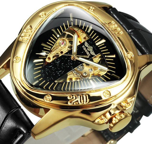 GEWINNER Armbanduhr, Automatik, Gold, Leder, Herren - Bild 1