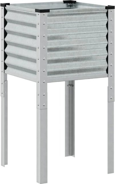 vidaXL Pflanzkübel aus verzinktem Stahl in Silber, B/T/H: 45 x 45 x 88 cm - Bild 1