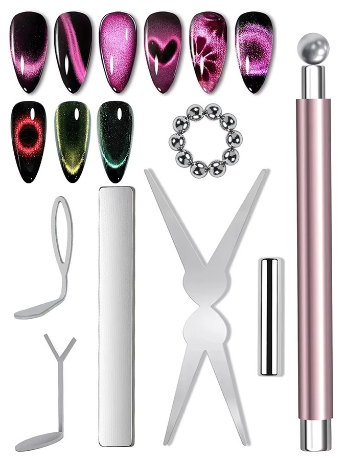Misscheering Katzenaugen-Magnet-Set, Silber, Schimmernd - Bild 5