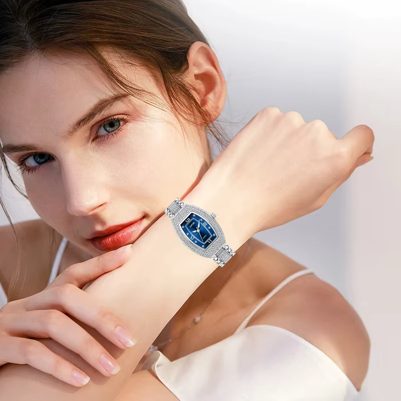 LIGE Armbanduhr Quarz, Edelstahl, Bicolor, Diamant, Blau, Damen - Bild 3