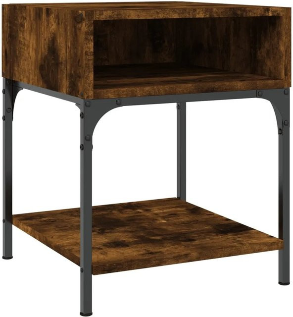 vidaXL Nachttisch Räuchereiche in Braun aus Holzwerkstoff und Eisen, B/T/H: 40 x 41 x 50 cm - Bild 1