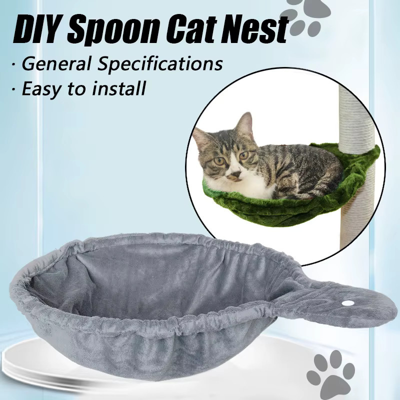 Rundes Katze-Nest aus grauem Plüsch für DIY-Kletterrahmen, geeignet für Katzen bis 4,5 kg - Bild 2