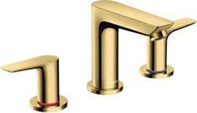 Hansgrohe Talis E 3-Loch-Waschtischarmatur mit zwei Griffen in Gold mit Pop-up-Abfluss und wassersparender Funktion - Bild 1