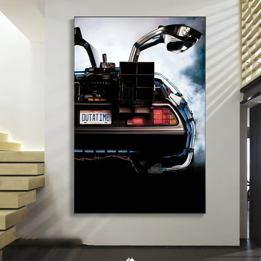 JKPICTURE Wandkunst Zurück in die Zukunft DeLorean Time Machine Poster, minimalistisches Grafikdesign in Mehrfarbig, rechteckiges Papierposter - Bild 3