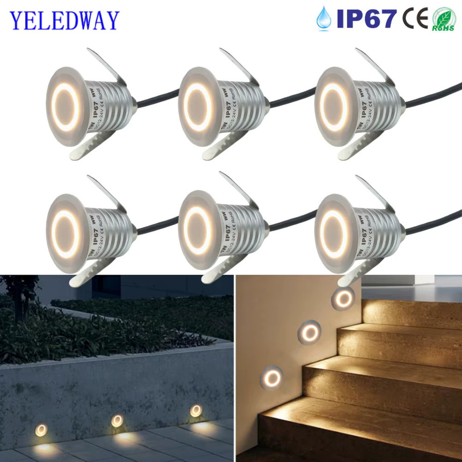 YELEDWAY LED Outdoor Garten Lampe IP67 Wasserdicht, Silber, Runde Schrittleuchte für Treppen, Terrasse und Wandbeleuchtung, 12V - Bild 6
