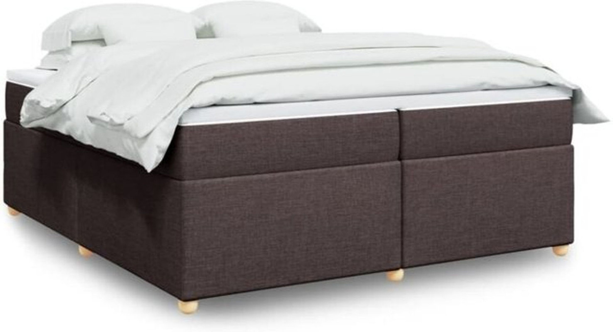 vidaxl Boxspringbett mit Matratze aus Stoff in Braun und Weiß, Modernes Design, B/T/H: 200 x 200 x 71 cm - Bild 1