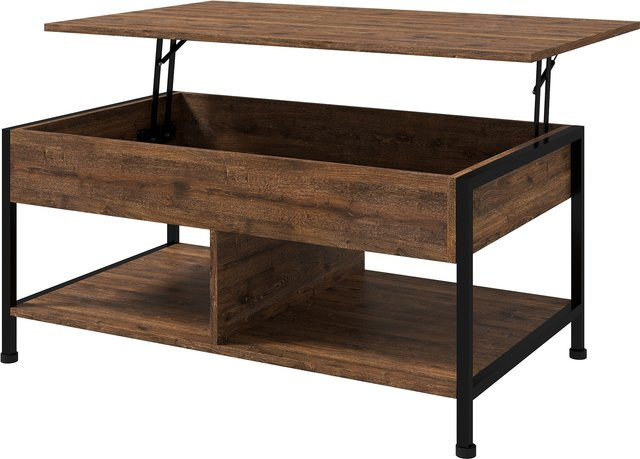 HOMCOM Couchtisch mit klappbarem Tablett und Stauraumtruhe in schwarzer Holzoptik, B/T/H: 80 x 100 x 60 cm - Bild 1