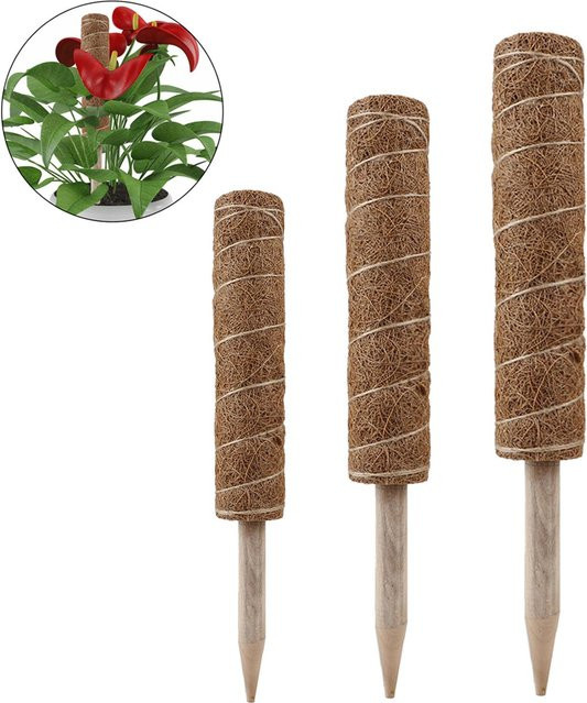 3er Set Tooarts Kokospalmenstock aus Holz als Pflanzenkletterhilfe für Zimmerpflanzen in Braun - Bild 1