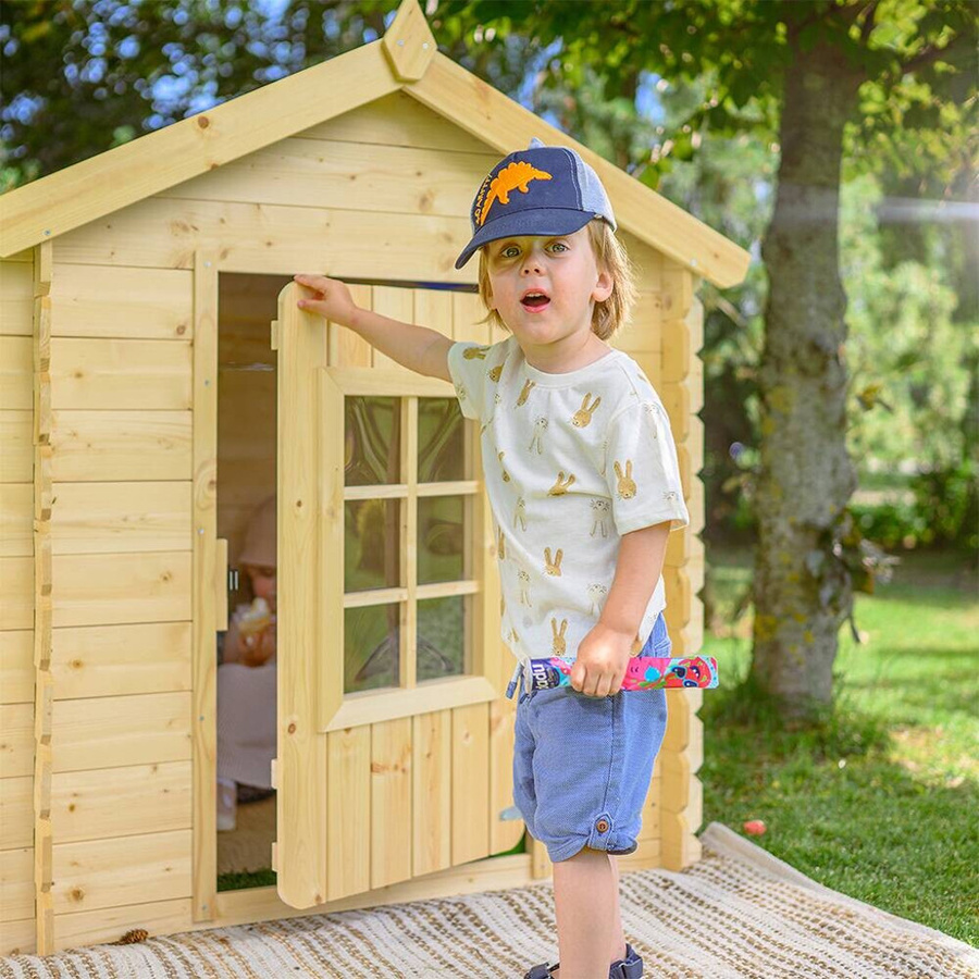 Timbela Kinderspielhaus aus Holz in Blau B/H/L: 114 x 121 x 111 cm - Bild 2