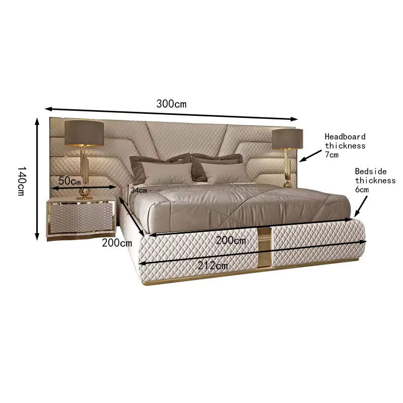 Modernes Kingsize-Bett mit gepolstertem Stoffrahmen in Beige, B/T: 180 x 200 cm - Bild 3