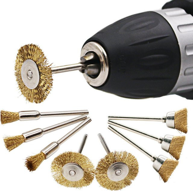 SHENGMEIYU 9-teiliges Polier-Set aus Messing und Stahl für Dremel und Drehwerkzeuge zur Rostentfernung und zum Schleifen in Gold - Bild 1