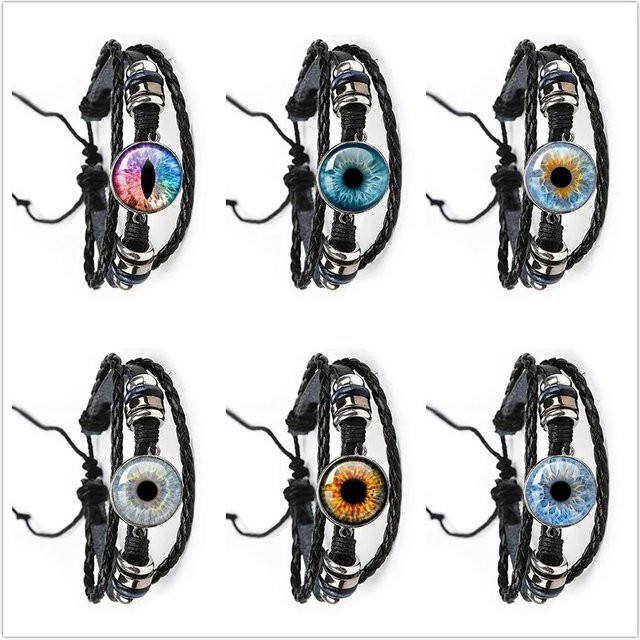 MSCHENGDORIS Armband, Leder, Glas, Schwarz, Unisex - Bild 1