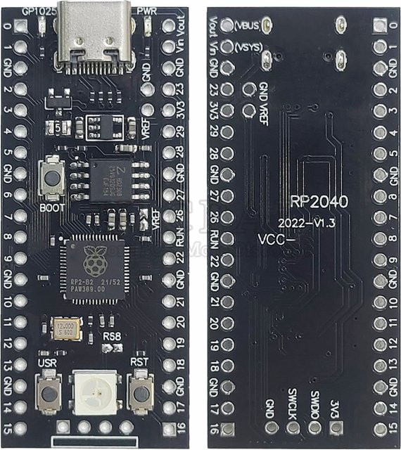 Raspberry Pi Pico RP2040 Entwicklungsplatinenmodul in Schwarz mit 16 MB Flash und 264 KB RAM für MicroPython Core Hauptsteuerung - Bild 1