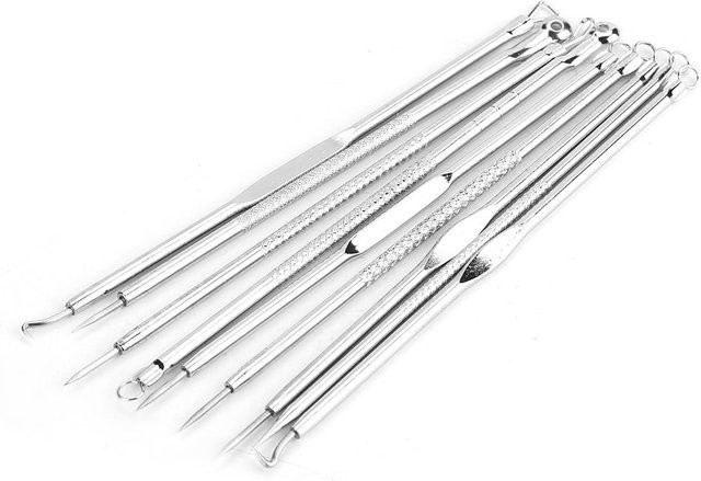 DIYelecs Mitesserentferner-Set Edelstahl, 9-teilig, Weiß - Bild 1